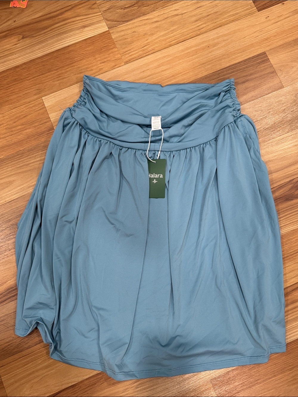 HALARA Dusty Blue Gathered Foldover Waist Skirt